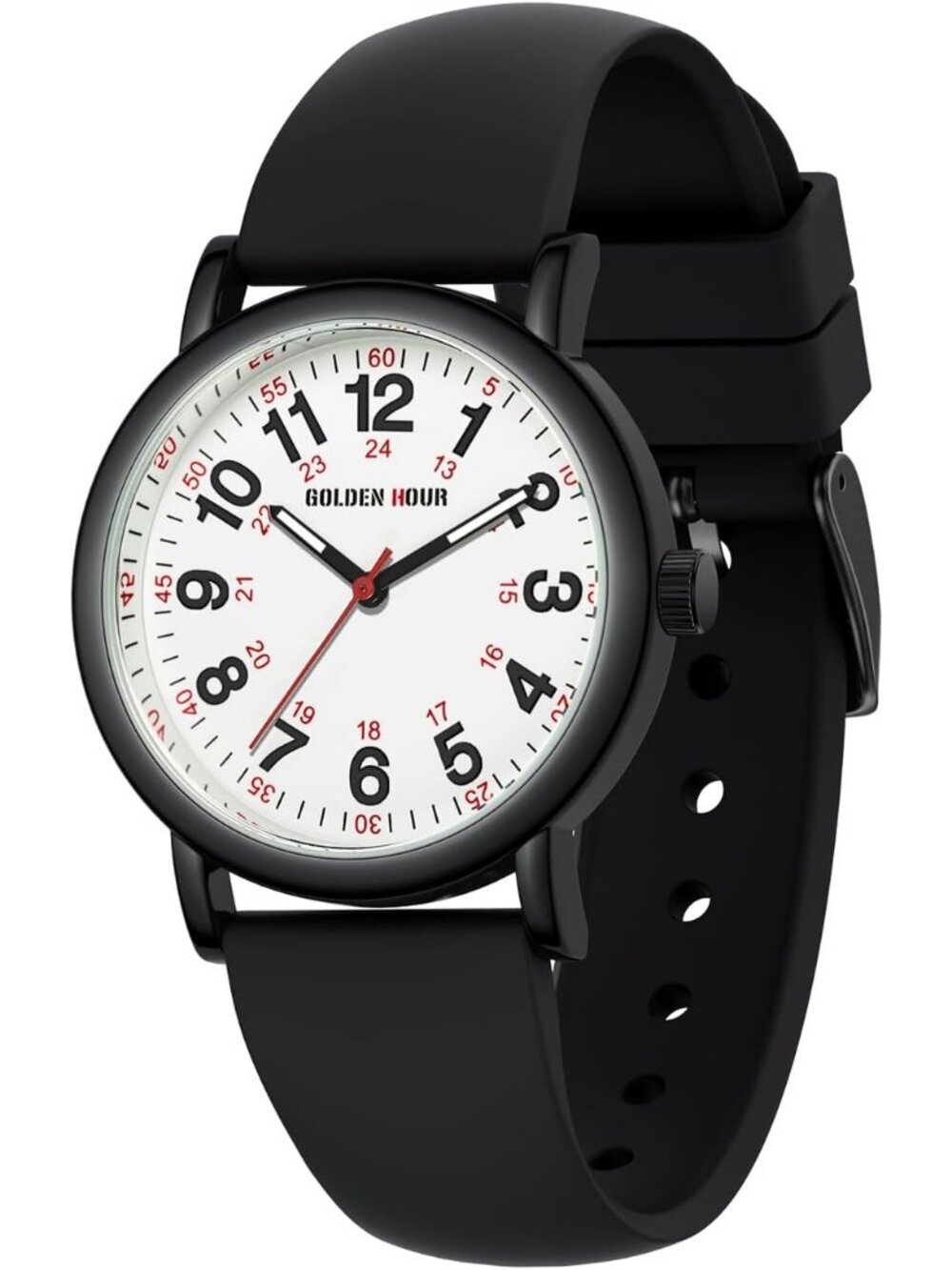 Women's White Black Military Time Easy Read Dial Colorful Silicone Band Watch